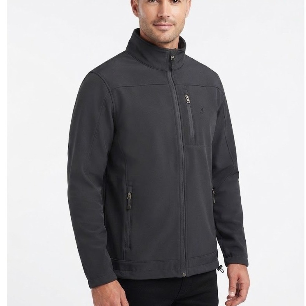 Starter Men Softshell Jacket Rich Black Full Zip Fleece Lined Small